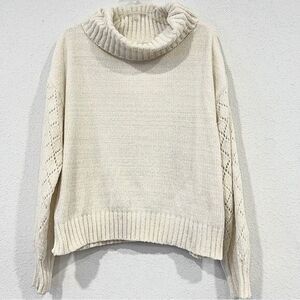 Madison + Hudson Womens White Sparkle Cowl Neck Knit Sweater Size XL